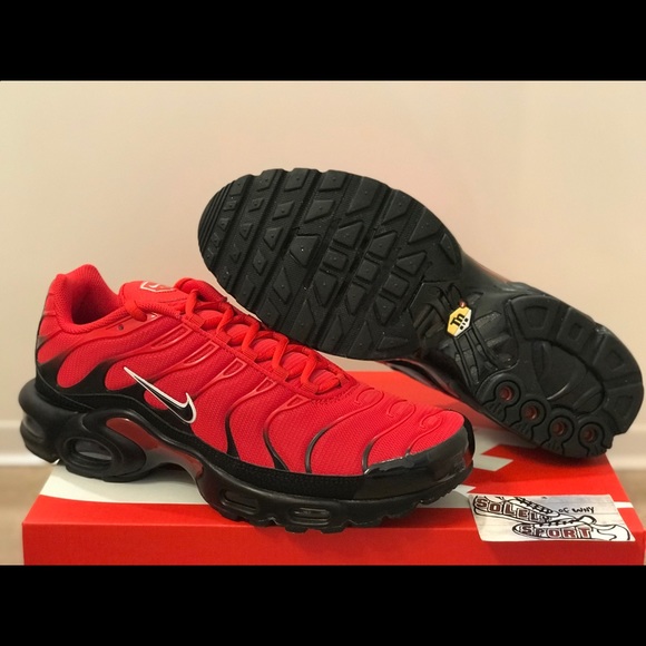 NEW Nike Air Max Plus Red Black Running Vapormax - Picture 5 of 8